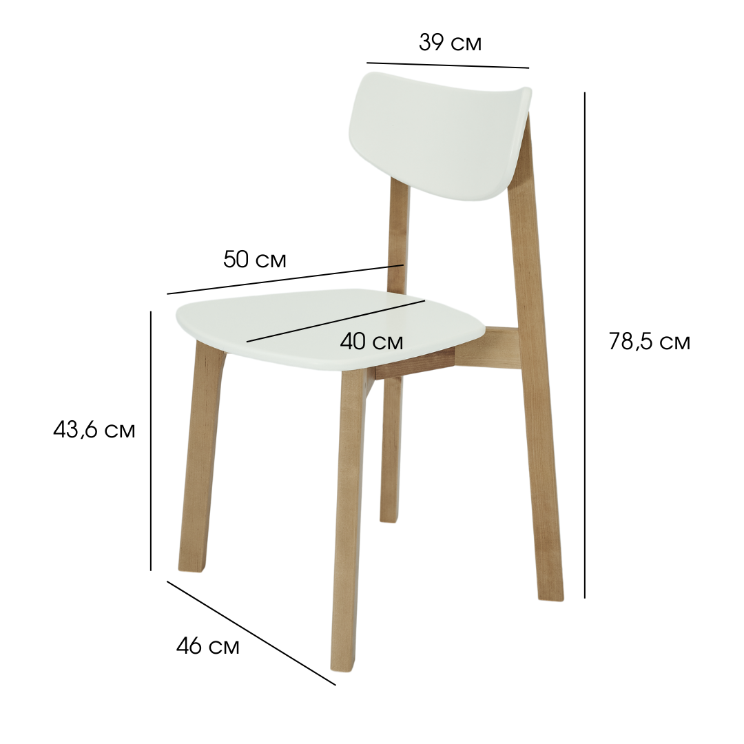 Комплект из двух стульев Вега с жестким сиденьем, Дуб/Белый